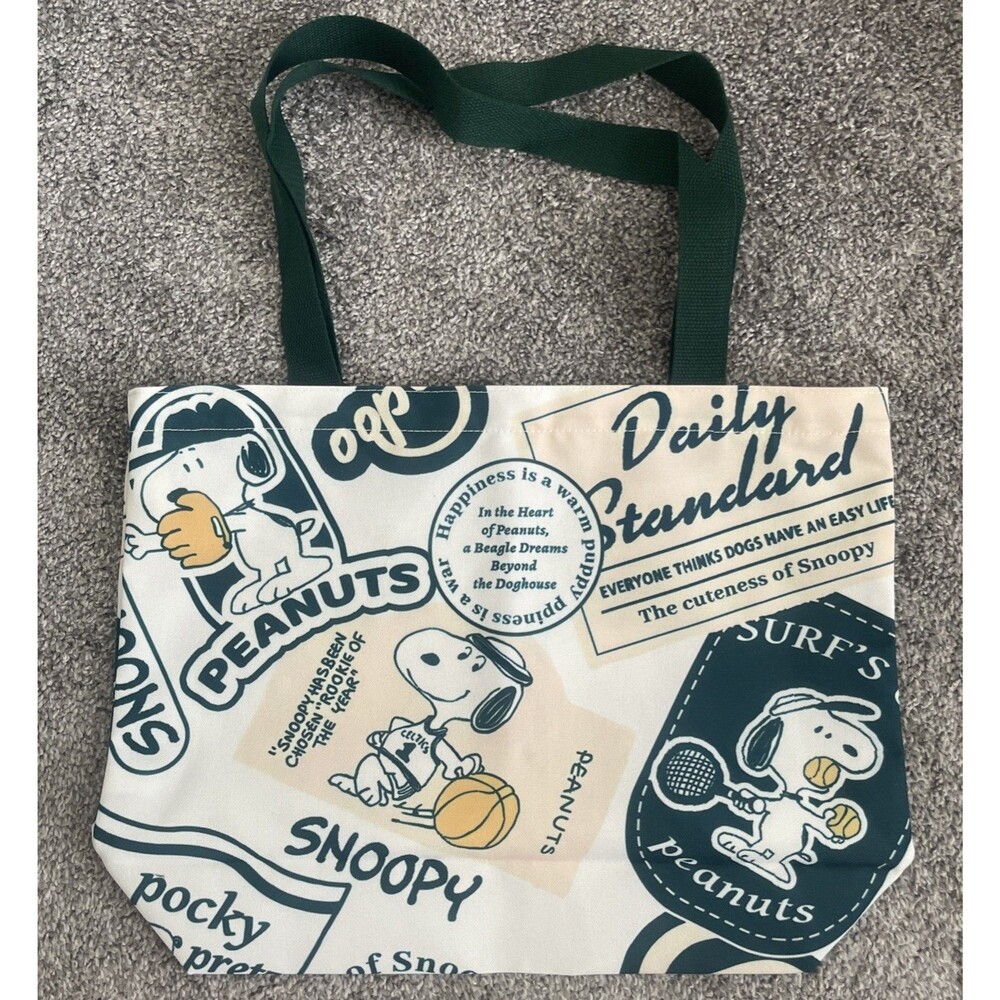 New Snoopy Tote Book Bag Shoulder Bag WHITE/GREEN Color Sports Celtics